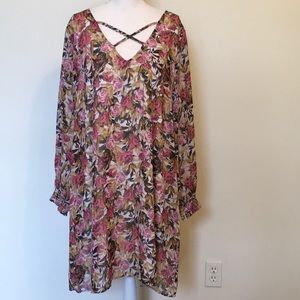 Boutique+ Floral Print V Neck Shift Dress Sz 1X
